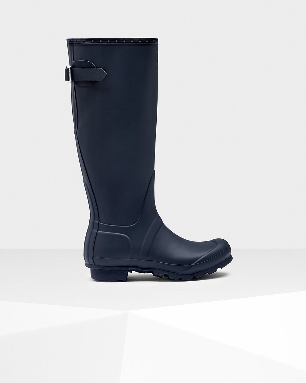 Womens Tall Rain Boots - Hunter Original Back Adjustable (92LDUNRVS) - Navy